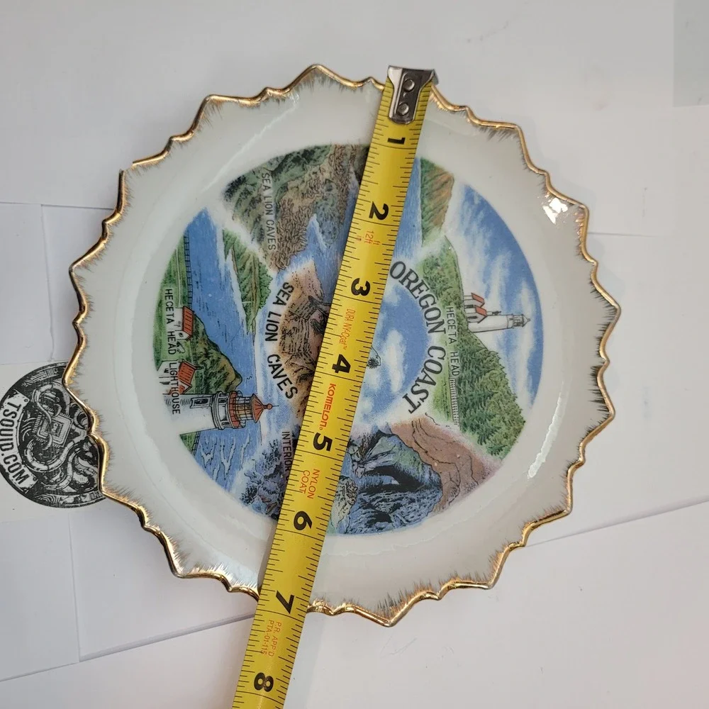 Anco Oregon Coast Souvenir Plate Sea Lion Caves Heceta Head Lighthouse 6.5in